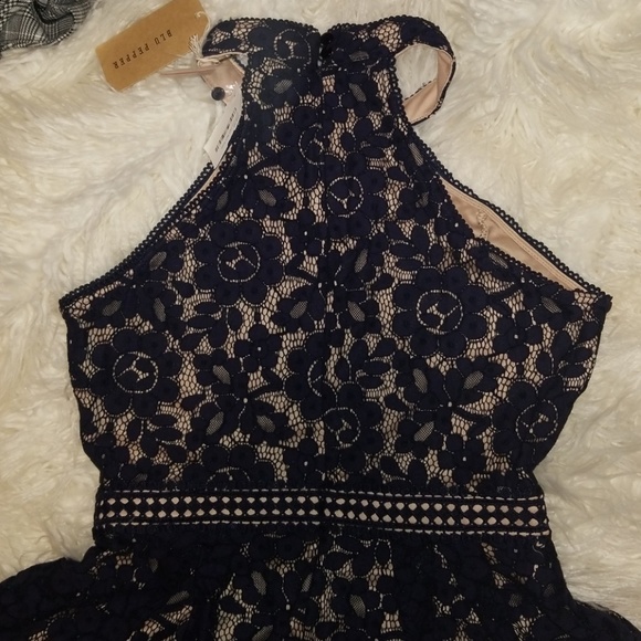 Navy lace dress prom, wedding, Easter, babyshower, office casual wear - Picture 3 of 4